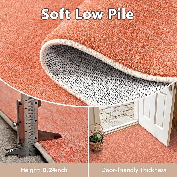 2x3 Orange/White Area Rug Washable Non-Slip Soft - Image 5