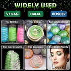 NiHome Edible Food-Grade Glimmer Powder Glitter Luster Dust Metallic Food Decorating Sprinkle Glimmery Dust for Drink Wine Beverage Cake Candy Dessert Bakery Restaurant Vegan (0.18oz/5g, Fruit Green)