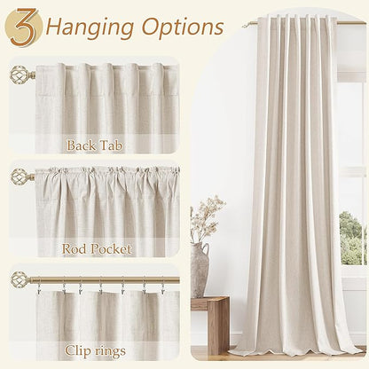 100% Blackout Linen Curtains 90 Inch Length 2 Panels Set - Image 6