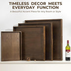 Axeman Wooden Serving Tray with Wood Handles|Ottoman Tray for Breakfast, Bed, Couch|17x12in Ash Wood Coffee Table Trays|Food Drinks Decorative Storage Boards for Ottoman Kitchen, Walnut