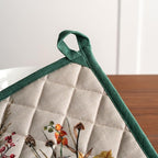 Maison d' Hermine Pot Holders 100% Cotton Heat Resistant Potholders 8" x 8" Hot Pads with Loop BBQ, Cooking, Baking, Grilling, Kitchen, Handling Hot Pans (Pack of 1, Recolte)