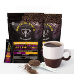 Grateful Earth Mushroom Coffee, Espresso Instant Coffee with Cinnamon, Turmeric, Lion’s Mane Mushrooms, L-Theanine, Chaga Super Brain Blend, Energy & Immune Support, Dairy & Gluten Free, 2 Bags, 40 Ct