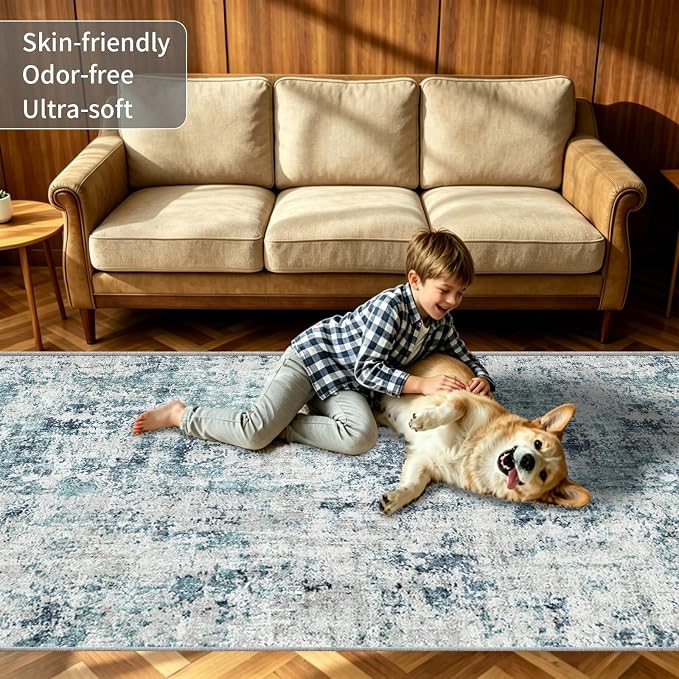 3x20 Long Hallway Runner Rug Non-Slip Washable Rugs Ocean Mist | Super Soft - Image 6