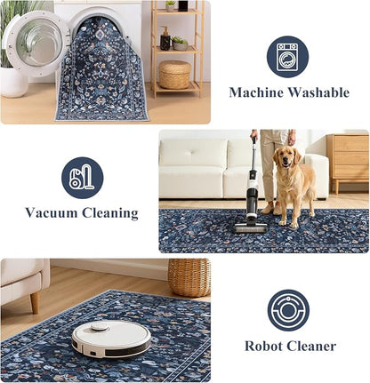 HEBE Hallway Runner Rug 2'x8', Washable Non Slip Kitchen Rug Runner | Soft Boho - Image 5