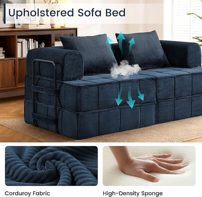 Korser Folding Convertible Sofa Bed, Corduroy Upholstered Boneless Couch - Image 6