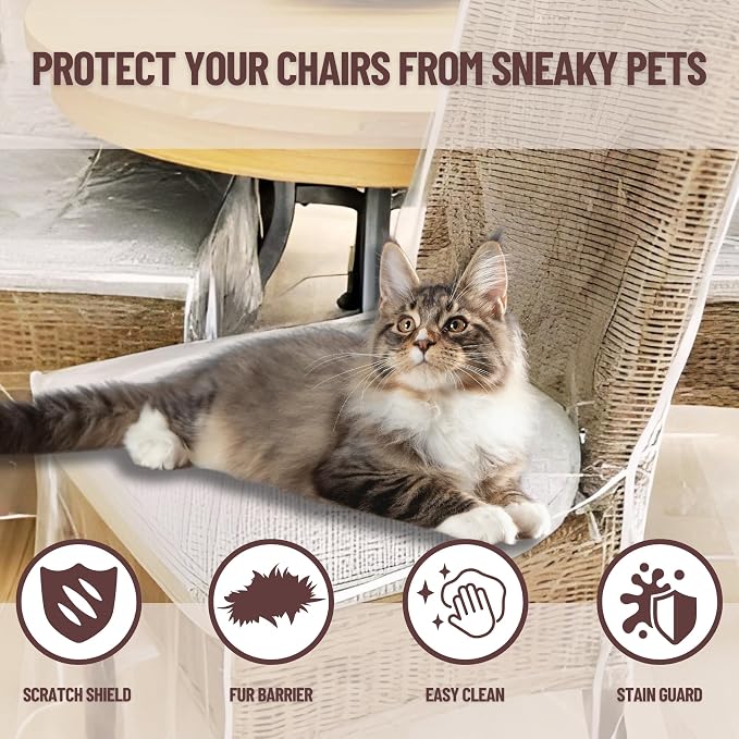 Evelots 6-Pack Clear PVC Dining Chair Covers, Spill-Resistant Protectors | - Image 3
