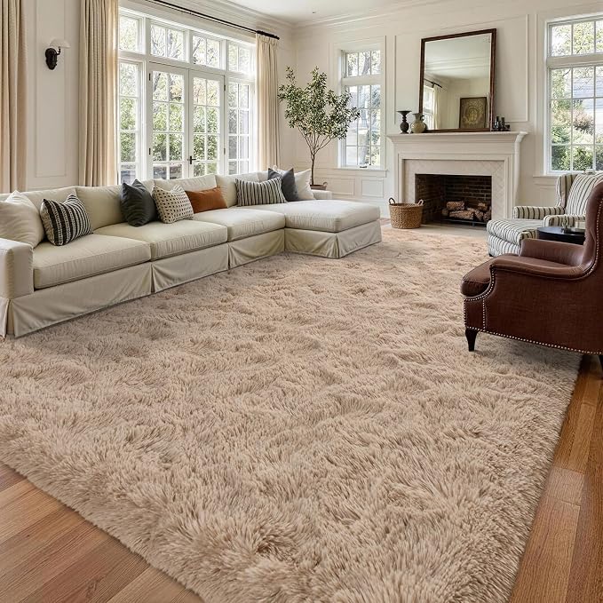 7x10 Large Beige Fluffy Soft Area Rug Non-Slip - Image 2