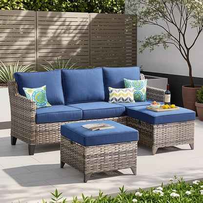 Buenhomino 3 Pieces Patio Furniture Sofa Set-Outdoor Wicker Patio Furniture by AMCLOBA