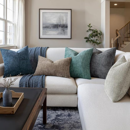MIULEE Chenille Textured Throw Pillow Covers Dark Grey 20x20 Set of 2 | Slubby - Image 6