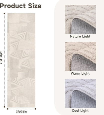 Pauwer 3x12 Area Rugs for Living Room, Modern Non Slip Washable Rug, Soft Fluffy - Image 2