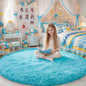 Amdrebio Blue Large Fuzzy Round Circle Area Rug 6Ft by Amdrebio