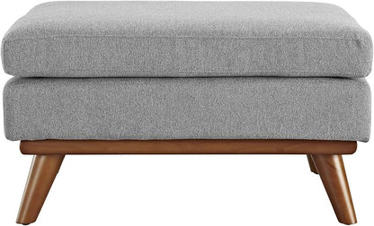 Modway Engage Mid-Century Modern Upholstered Fabric Ottoman in Expectation Gray - Image 6