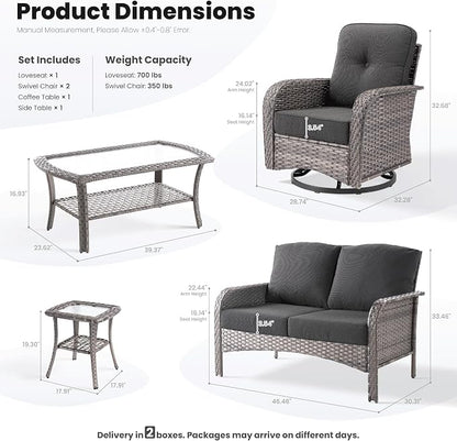 ovios 5-Piece Patio Furniture Set, Outdoor Wicker Sofa - Image 9