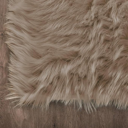 Latepis Beige Faux Fur Rug 8x10, Faux Fur Sheepskin Rug - Image 5
