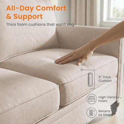 2 Piece Living Room Sofa Sets, Modern 3 Seater Sofa and Armchair Sets, Linen - Image 5