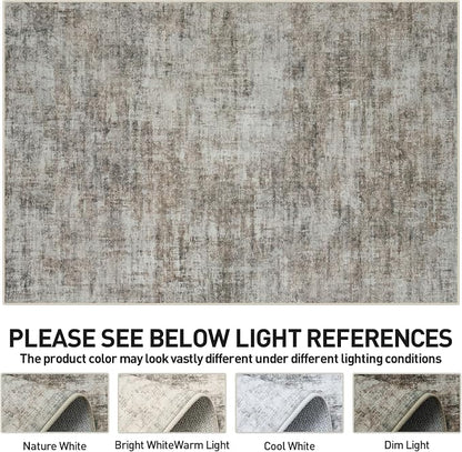4x6 Area Rugs for Living Room: Washable Abstract Brown Black Badroom Carpet | - Image 6