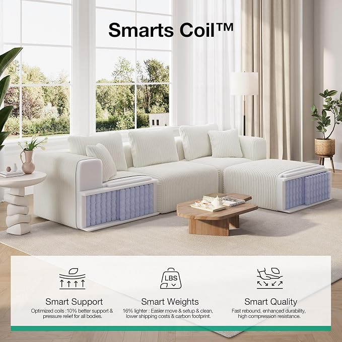 Novilla 141" Modular Sectional Sofa, Modern Cloud Sectional Couch - Image 3