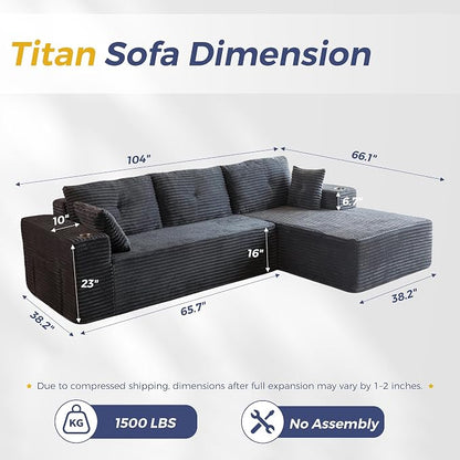 MAXYOYO 104" Modular Sectional Couch - Image 2
