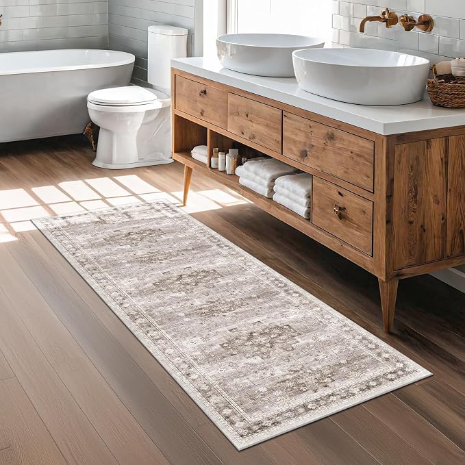 Boho 2x7 Long Runner, Neutral Farmhouse Hallway Rug, Small Throw Runners - Image 6