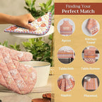 Maison d' Hermine Pot Holders Set 100% Cotton Heat Resistant Potholders 8" x 8" Hot Pads with Loop BBQ, Cooking, Baking, Grilling, Kitchen, Handling Hot Pans (Pack of 2, Harvest Festival)