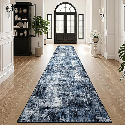 Rugflix 3x20 Runner Rug for Hallway, Washable Navy Blue Long Runners | Machine - Image 2