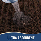 Arotive Luxury Chenille Bathroom Rug Mat, Extra Soft Thick Absorbent Shaggy Bath Rugs, Non-Slip Machine Wash Dry, Plush Bath Mats for Bathroom, Shower and Tub, 59x35, Brown