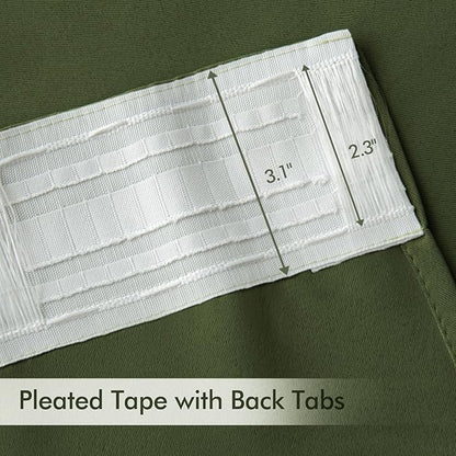 MIULEE Olive Green Back Tab Blackout Curtains 52x90 Inch Long 2 Panels Set | - Image 4