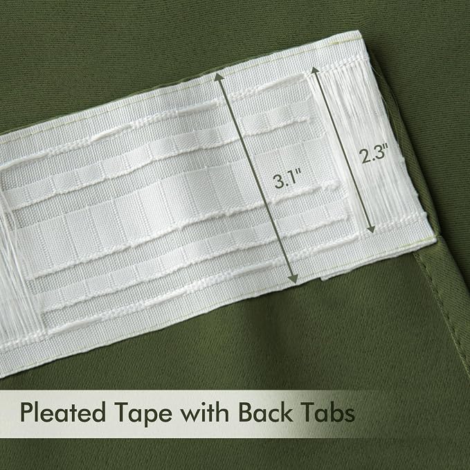 MIULEE Olive Green Back Tab Blackout Curtains 52x96 Inch Long 2 Panels Set | - Image 4