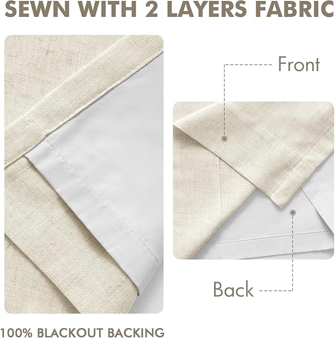 MIULEE Linen Pinch Pleated 100% Blackout Linen Curtains 40x96 Inches | Room - Image 5