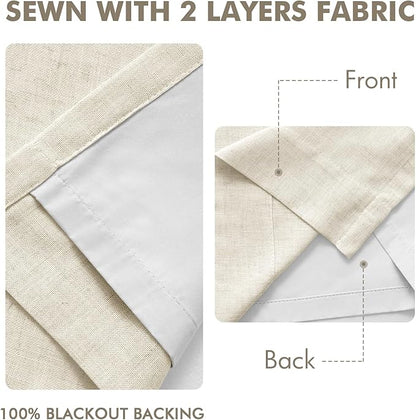 MIULEE Linen Pinch Pleated 100% Blackout Linen Curtains 40x96 Inches | Room - Image 5