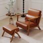 Accent Chair and Ottoman Set, Mid-Century Modern Faux Leather Armchair by LOVSPATIOFURNITURE