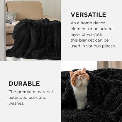 Bedsure GentleSoft Fuzzy Sherpa Faux Fur Twin Blanket Black Cozy Gifts - Image 4