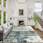 10x14 Area Rugs for Living Room: Washable Abstract Teal Green Carpet | Non-slip by GENTDRIZZ