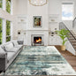 5x7 Area Rugs for Living Room: Washable Abstract Teal Green Badroom Carpet | by GENTDRIZZ
