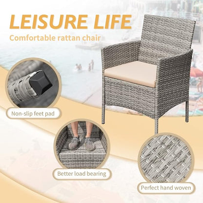 Greesum 3 Pieces Patio Furniture Sets Outdoor PE Rattan Wicker Chairs - Image 5