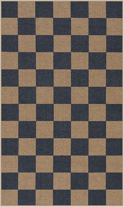 Lahome Checkered Easy Jute 3x5 Outdoor Rug, Washable Rugs - Image 9