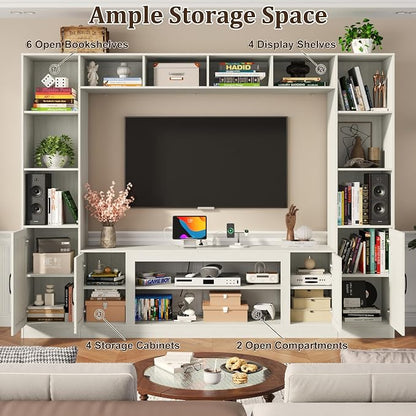 103" TV Stand for TVs up to 75", Wall Unit Multifunctional Entertainment Center - Image 4