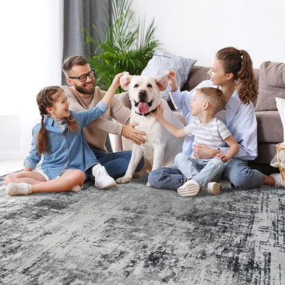 9x12 Area Rugs for Living Room Bedroom Dining Room Washable Black Grey | Soft - Image 7