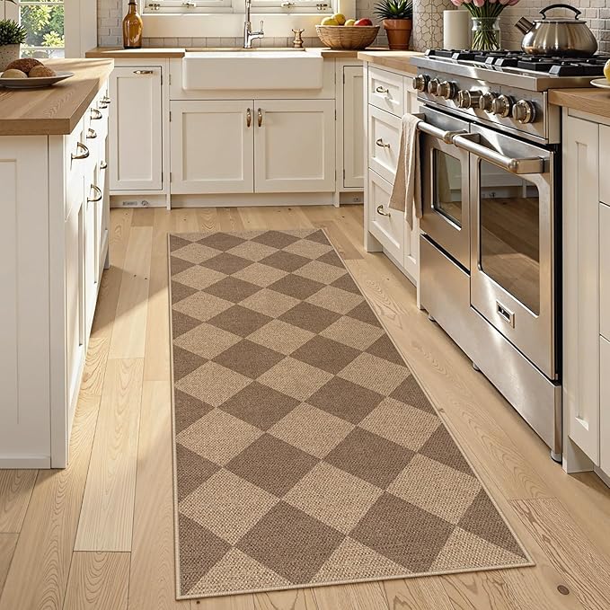Lahome Checkered Easy Jute Outdoor Runner Rug, 2x6 Kitchen Rugs Washable | - Image 2