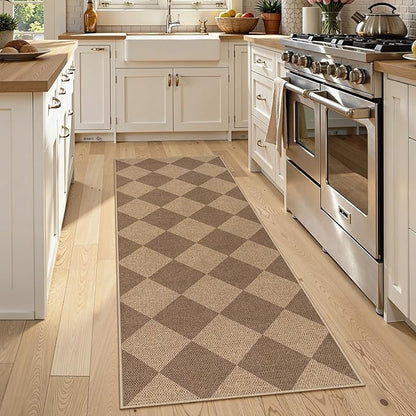 Lahome Checkered Easy Jute Outdoor Runner Rug, 2x6 Kitchen Rugs Washable | - Image 2
