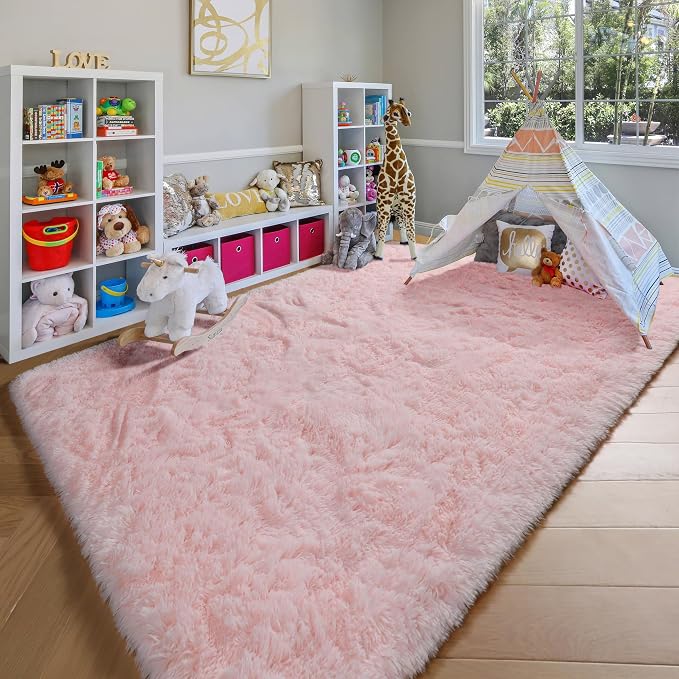 Pink Rugs for Bedroom Girls, Fluffy 4x6 Soft Plush Fuzzy Shaggy Kids Area Rug - Image 6