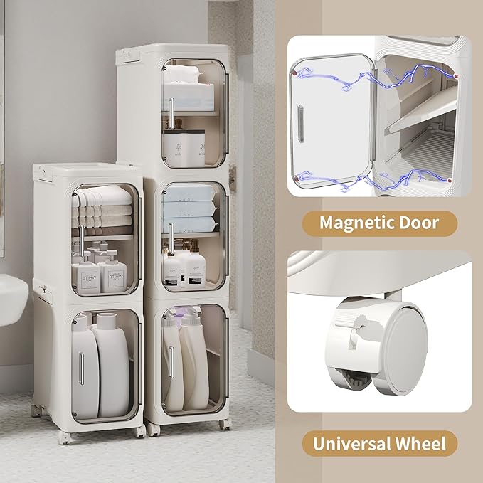 3-Tier Tall Narrow Storage Cabinet, Slim Bathroom Storage Cabinet - Image 5