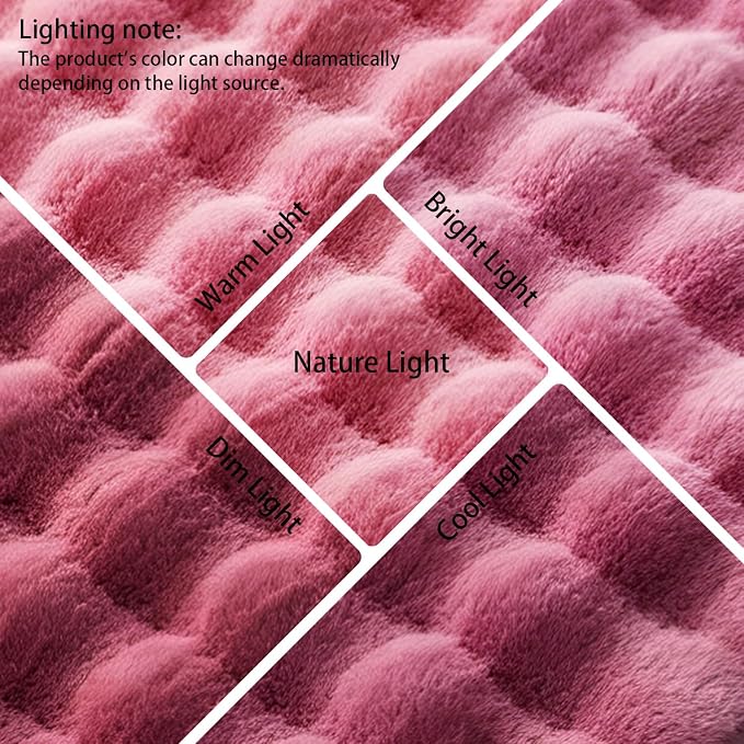 Dusty Rose Rabbit Plush Rug 5'x7', Fluffy Shaggy Area Rug - Image 6