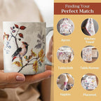 Maison d' Hermine Coffee Mug with Handles Fine Bone China Mugs Pack of One Tea Cups for Hot Beverages Cappuccino Latte Home Restaurant Office Perfect for Gift (Equinoxe - Beige Sparrows, 15 Ounce)