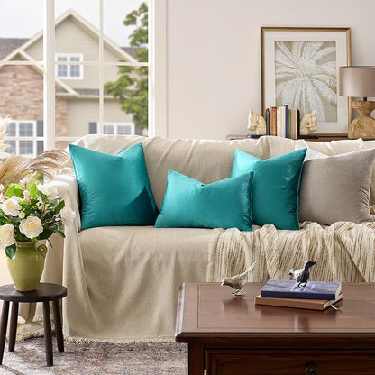 GIGIZAZA Teal Pillow Covers 12x20 Decorative Pillows Pack of 2 | Lumbar Blue - Image 2