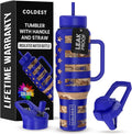 Coldest 40 oz Tumbler with Handle and Straw - 100% Leak Proof Insulated Tumbler with Lid and Straw (3 Lids) - Stainless Steel Tumblers for Women & Men - Cup Holder Friendly Base, 46 oz (The Democrat)
