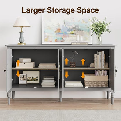FansaFurn Sideboard with 4 Doors, Mid-Century Console Table with Adjustable - Image 7