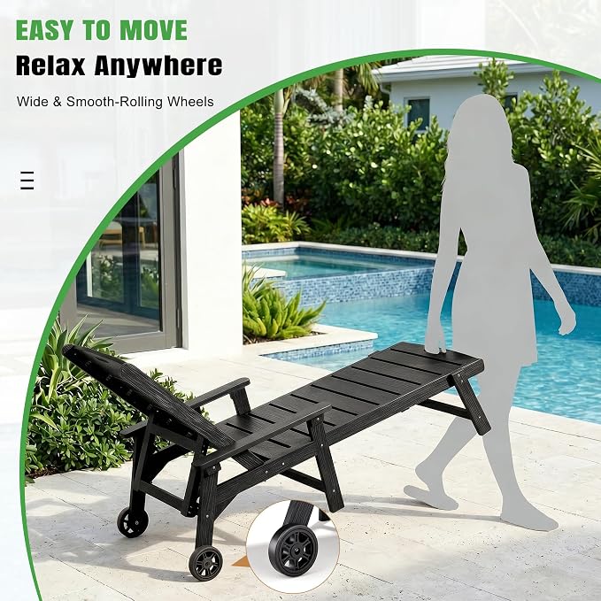 Outdoor Lounge Chair with 5-Position Adjustable, Outside Lounge Chair with Cup - Image 6