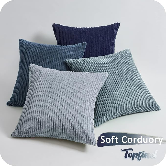 Topfinel Decorative Throw Pillow Covers Dusty Blue Navy Series 16x16 Inch Set - Image 8