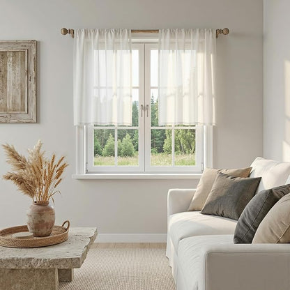 MYSKY HOME Natural Curtains 30 Inch Long - Image 4